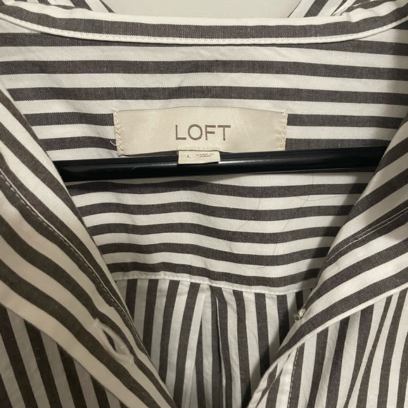 Loft Striped Maxi pocket shirt dress in cocoa nib - Picture 3 of 5
